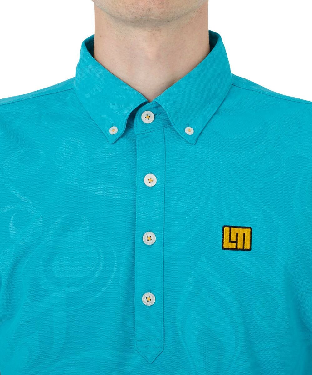メンズ エンボス半袖ポロシャツ ターコイズ 吸汗速乾 UV | LOUDMOUTH JAPAN