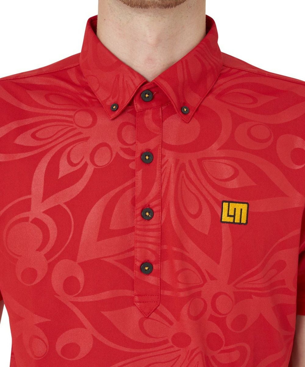 メンズ エンボス半袖ポロシャツ レッド 吸汗速乾 UV | LOUDMOUTH JAPAN