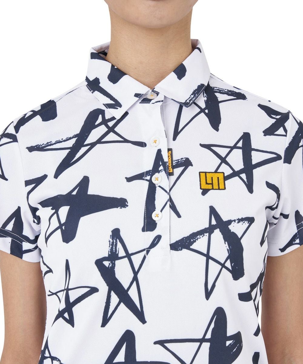 【新品】セットアップ大きいサイズ　Loudmouth ポロシャツ スター柄 レディース 半袖ポロシャツ シューティングスターホワイト 吸汗速乾 UV