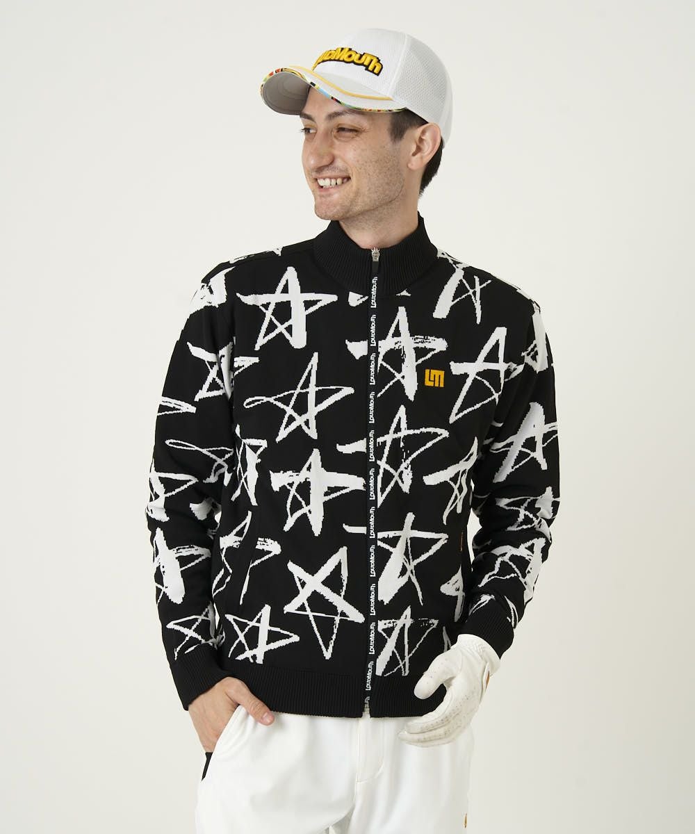 メンズ 裏蓄熱軽量ニットブルゾン ブラック | LOUDMOUTH JAPAN