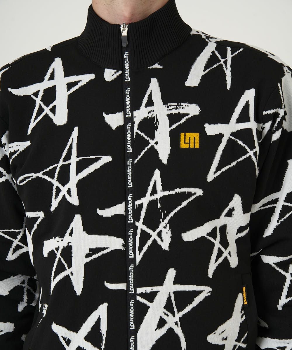 メンズ 裏蓄熱軽量ニットブルゾン ブラック | LOUDMOUTH JAPAN