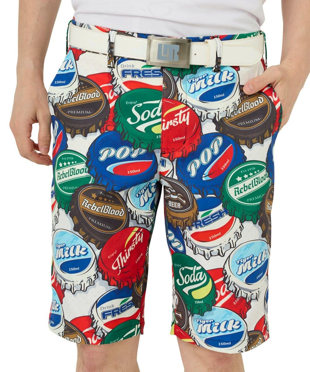 メンズ ショートパンツ ツイル素材 クレイジーパターン レトロクラウン