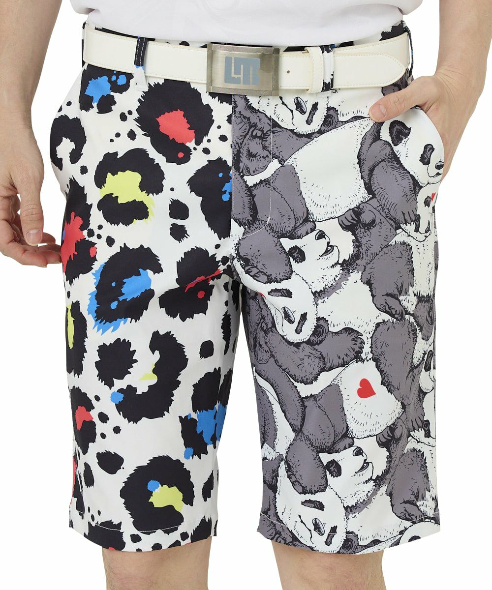 メンズ ショートパンツ ツイル素材 クレイジーパターン ネオン