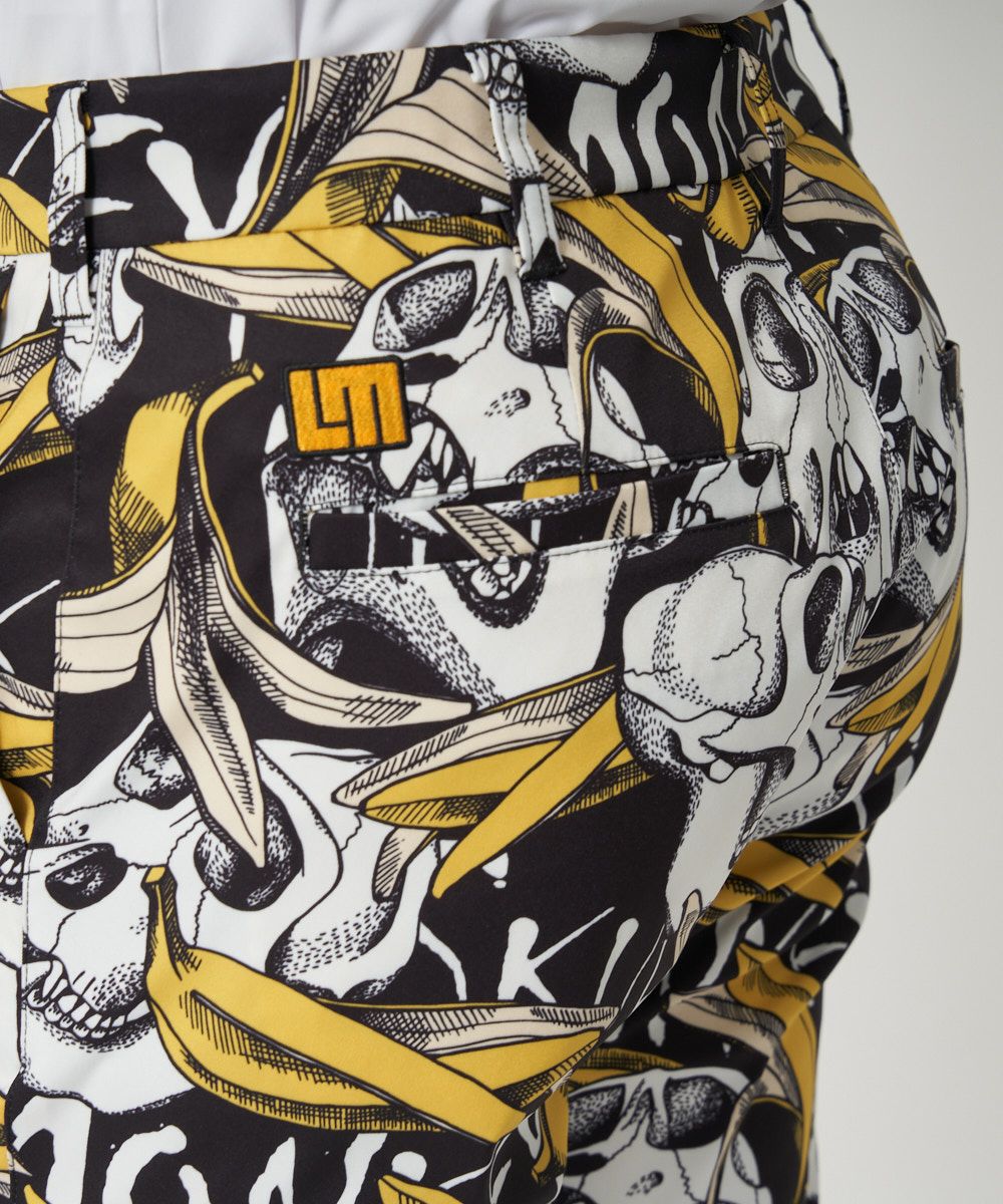 メンズ ストレッチツイル 柄ロングパンツ Skull Monkey/スカルモンキー