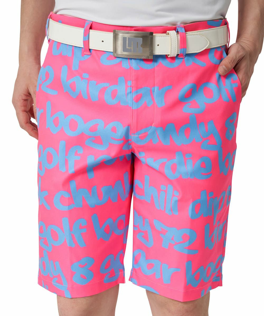 メンズ ストレッチツイル 柄ショートパンツ Big Words Neon/ビッグ
