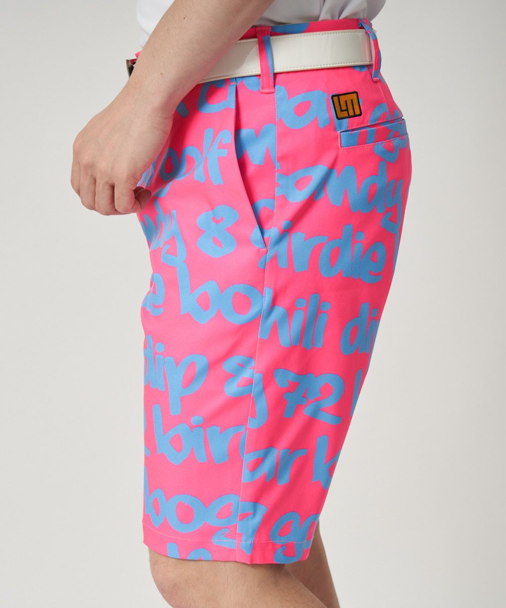 メンズ ストレッチツイル 柄ショートパンツ Big Words Neon/ビッグ