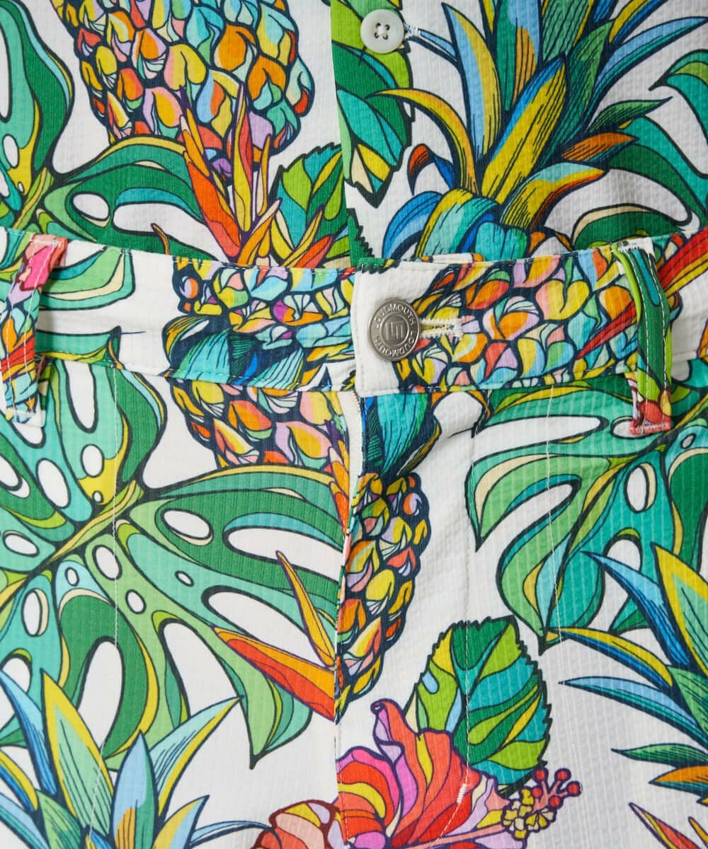 メンズ ストレッチサッカー 柄ショートパンツ Tropical Pine