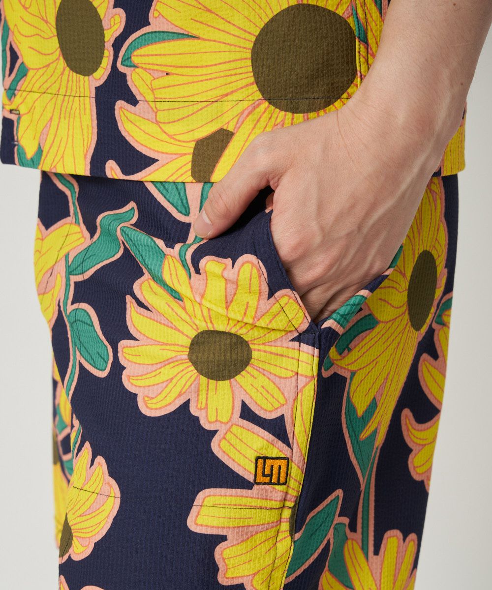 メンズ ストレッチサッカー 柄ショートパンツ Retro Helianthus/レトロ