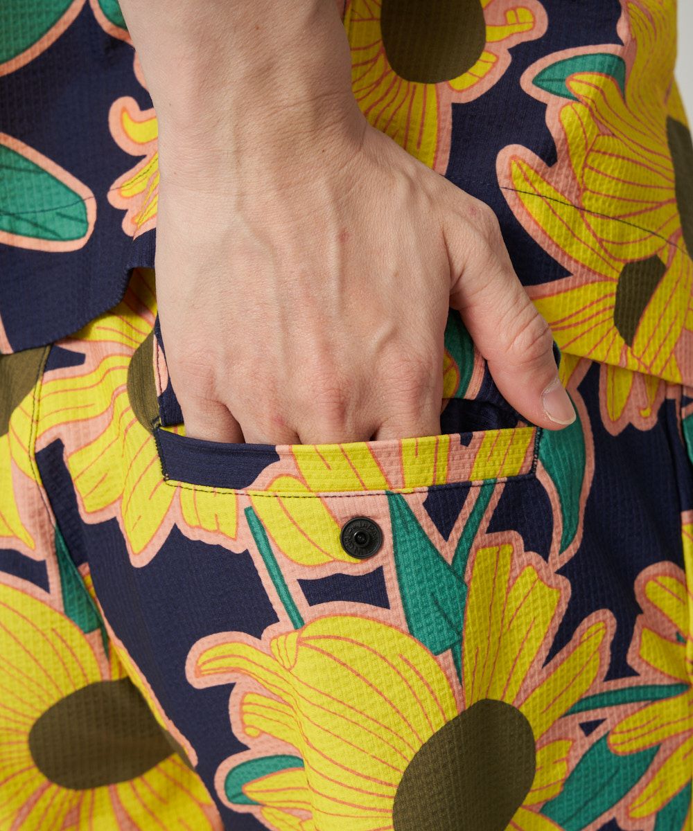 メンズ ストレッチサッカー 柄ショートパンツ Retro Helianthus/レトロ メンズ ストレッチサッカー 柄ショートパンツ Retro Helianthus/レトロ