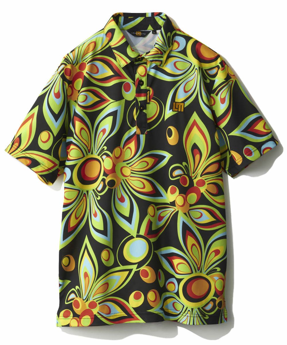 メンズ プレミアムカノコ 柄半袖シャツ Shagadelic Black/シャガ