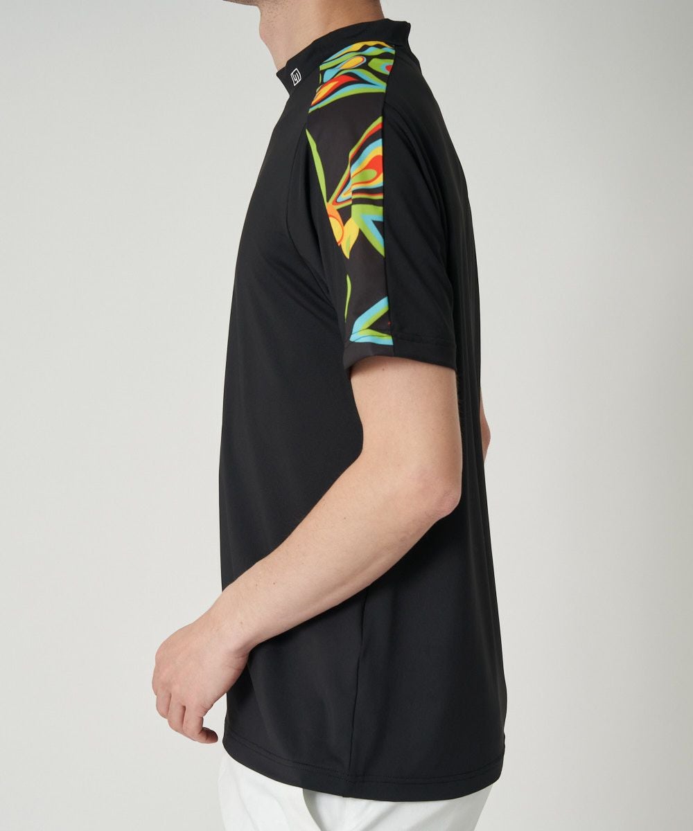 メンズ ECO防透スムース モックネック半袖シャツ Shagadelic Black