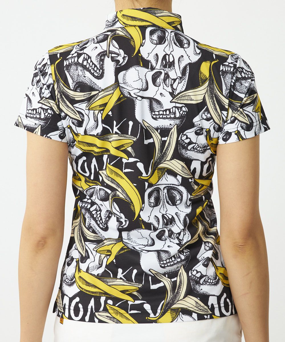 レディース プレミアムカノコ 柄半袖シャツ Skull Monkey/スカル