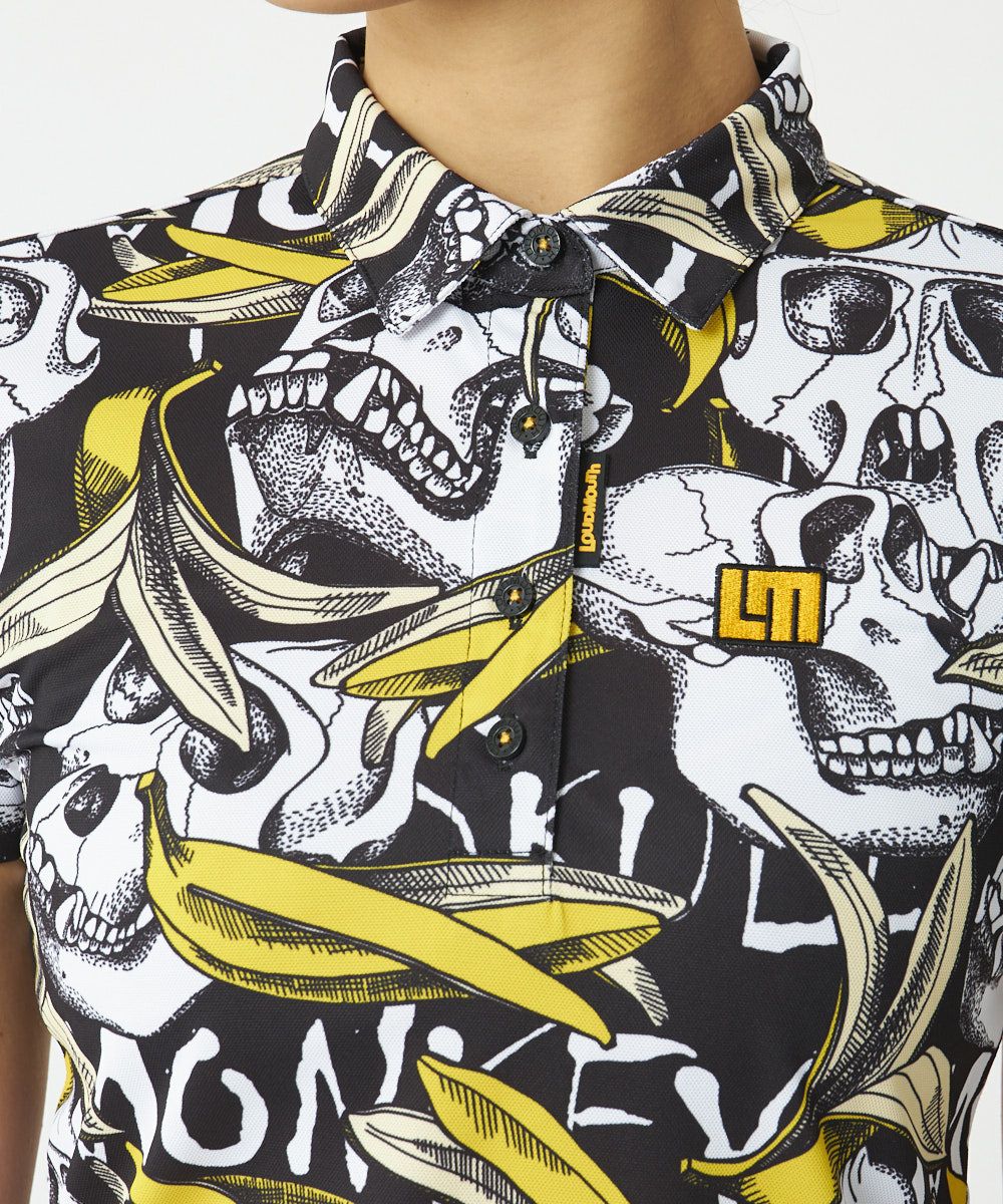 レディース プレミアムカノコ 柄半袖シャツ Skull Monkey/スカル