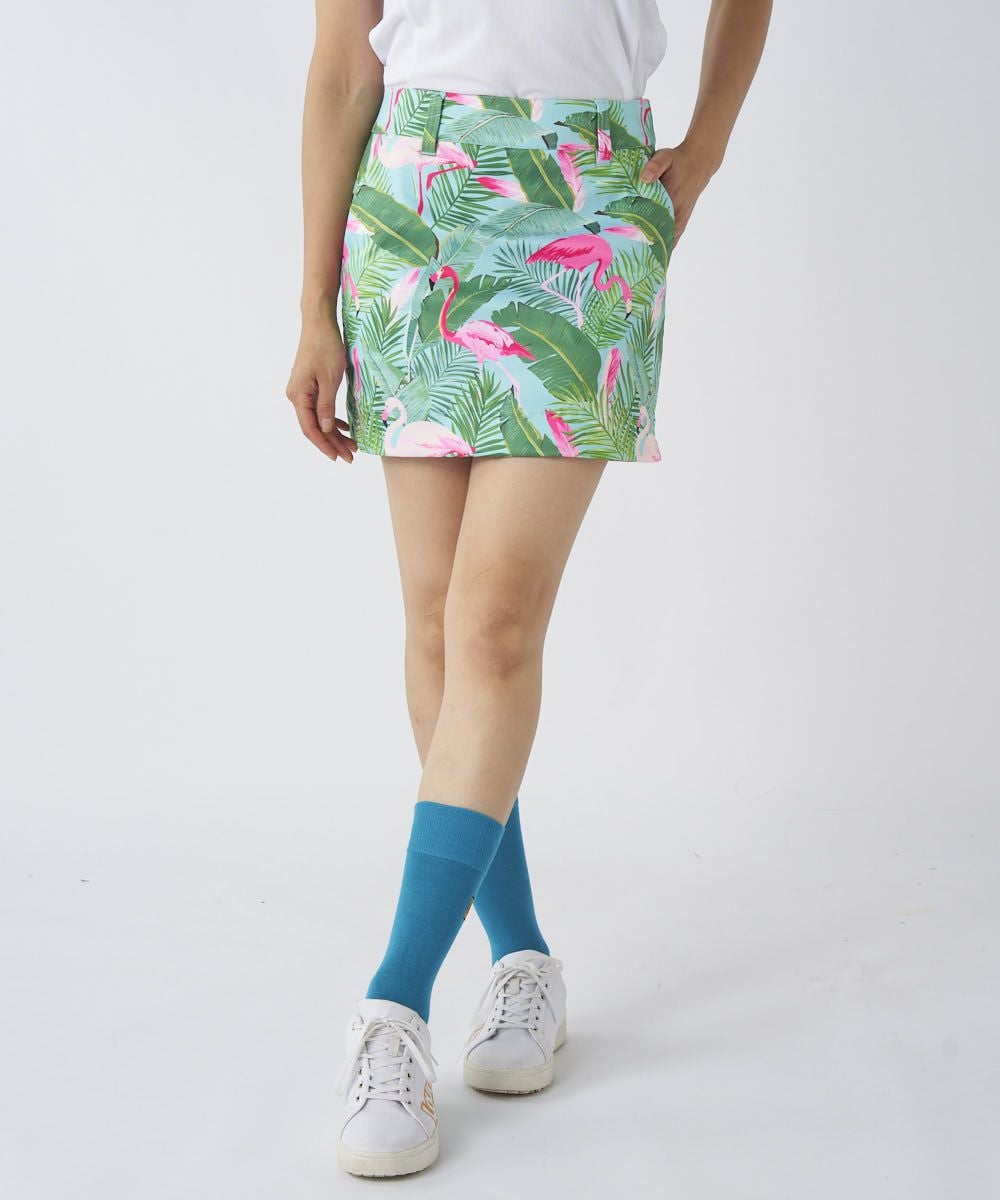 レディース ストレッチツイル 復刻柄スカート Flamingo Grotto