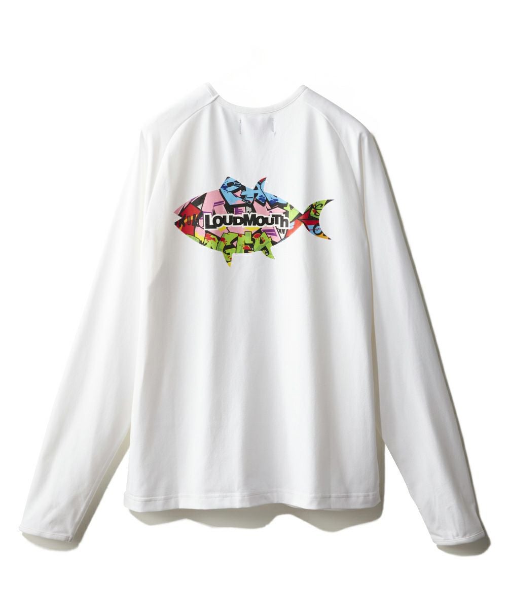 メンズ フィッシュグラフィックロンT ホワイト | LOUDMOUTH JAPAN