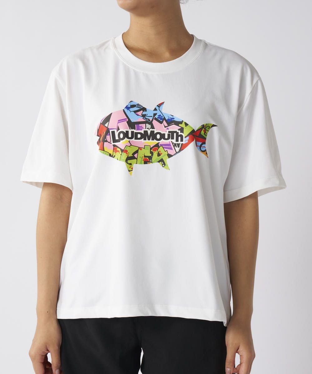 レディース フィッシュグラフィック半袖T ホワイト | LOUDMOUTH JAPAN