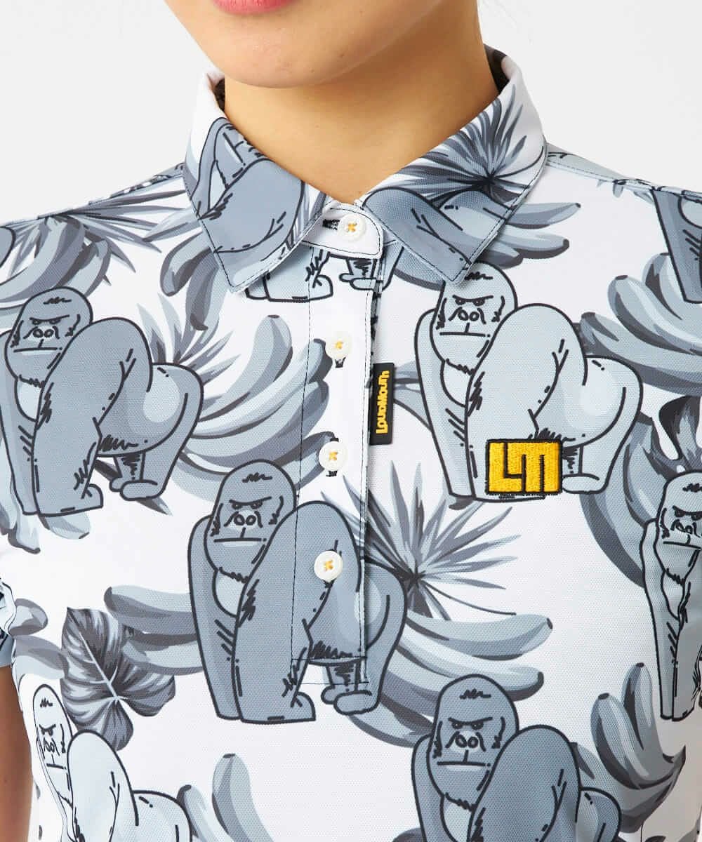 レディース プレミアムカノコ 柄半袖シャツ Gorilla White/ゴリラ
