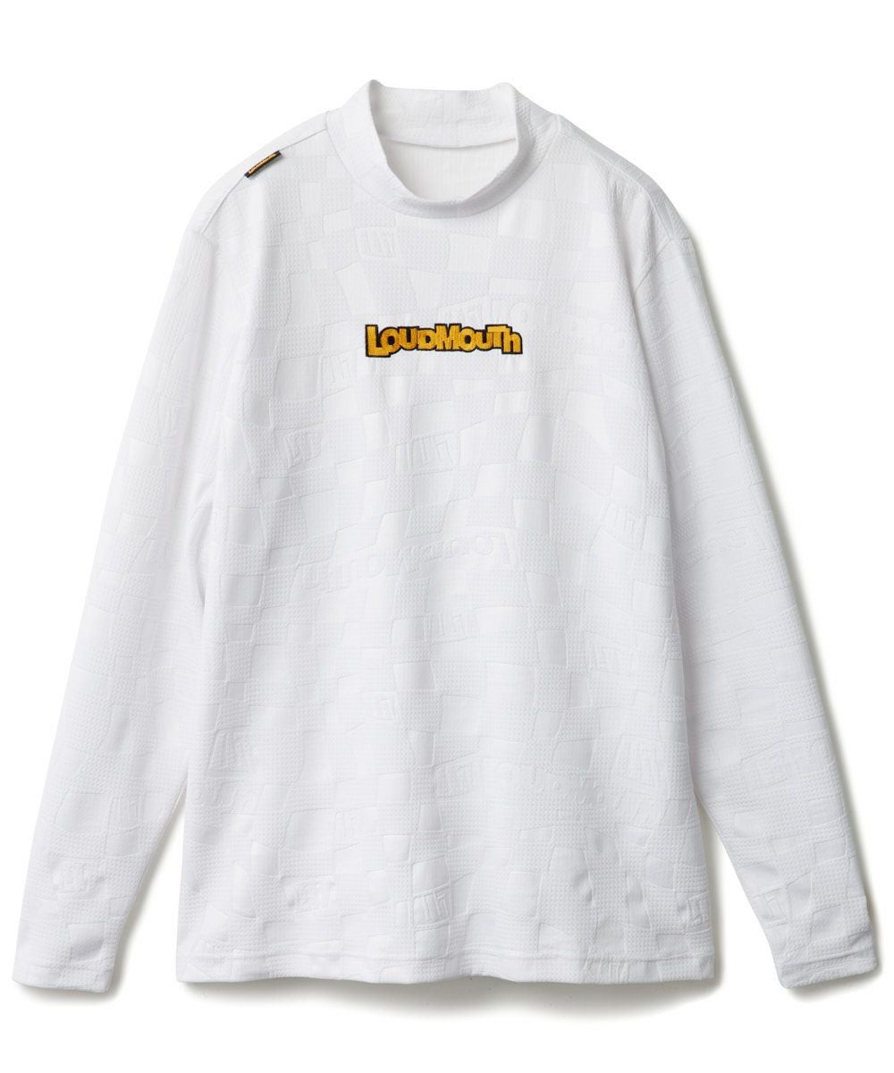 メンズ エンボスロゴ 長袖モックネックシャツ ホワイト | LOUDMOUTH JAPAN