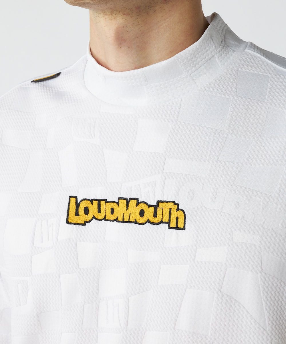 メンズ エンボスロゴ 長袖モックネックシャツ ホワイト | LOUDMOUTH JAPAN