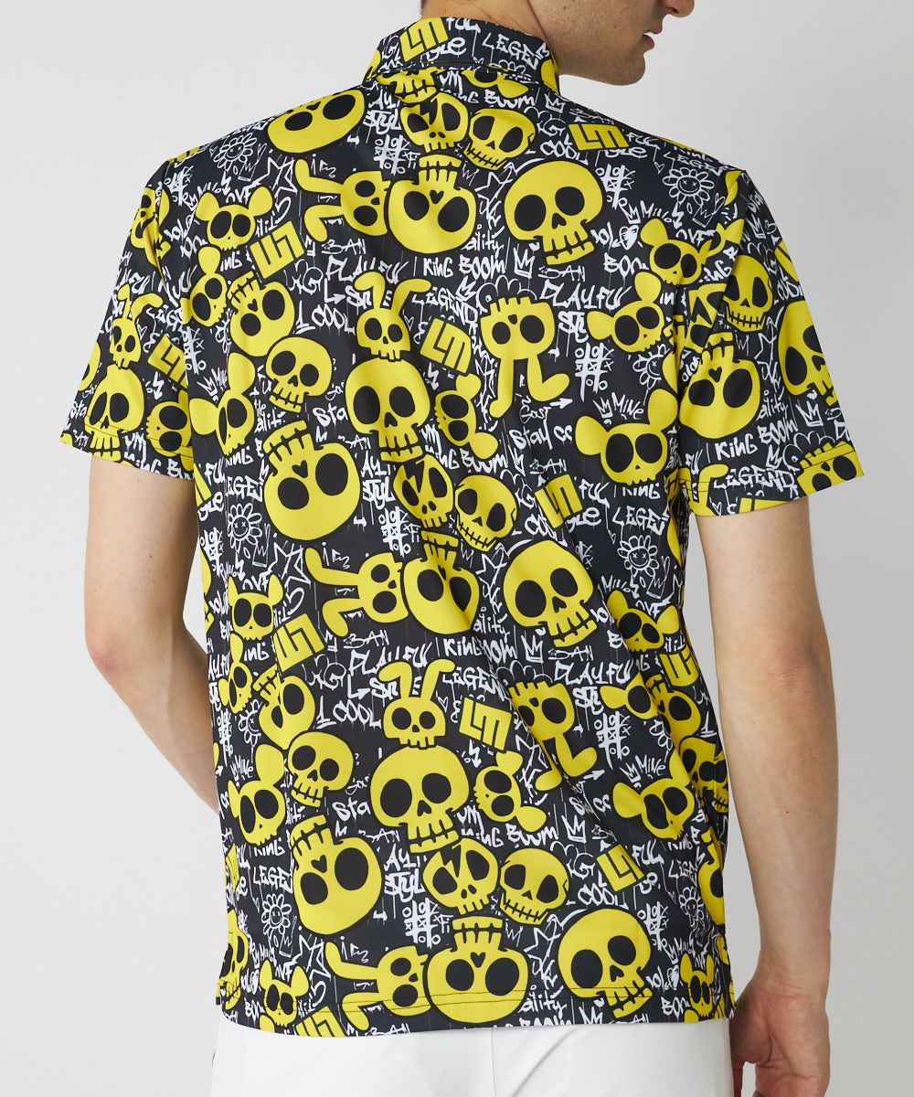 MARKA LOANA スカルデザイン 半袖シャツ 44 メンズ プレミアムカノコ 柄半袖シャツ Animal Skulls/アニマル