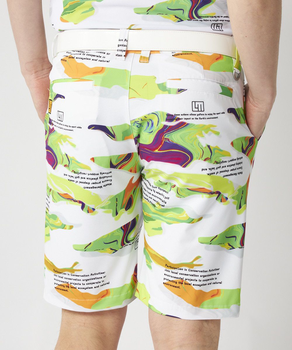 メンズ ECOベントメッシュ 柄ショートパンツ Marble Splash/マーブル
