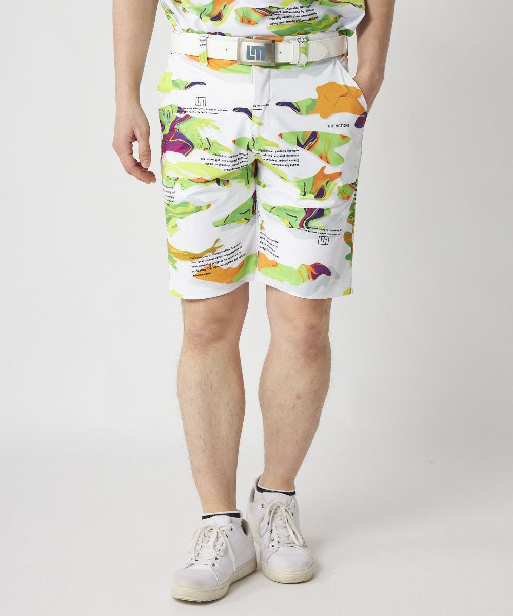 メンズ ECOベントメッシュ 柄ショートパンツ Marble Splash/マーブル