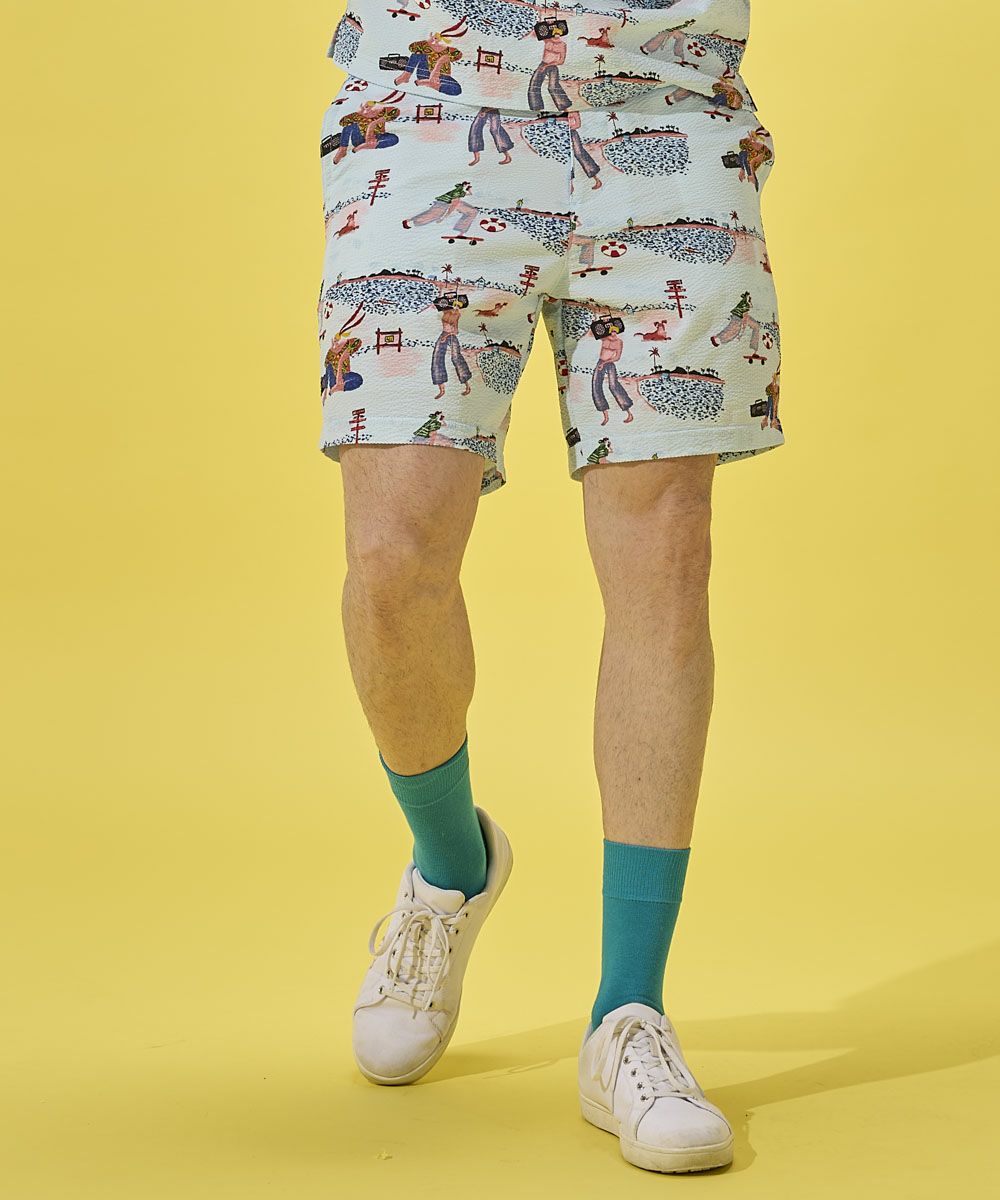 NEXT ATOM for the future メンズ 柄ショートパンツ ブラック