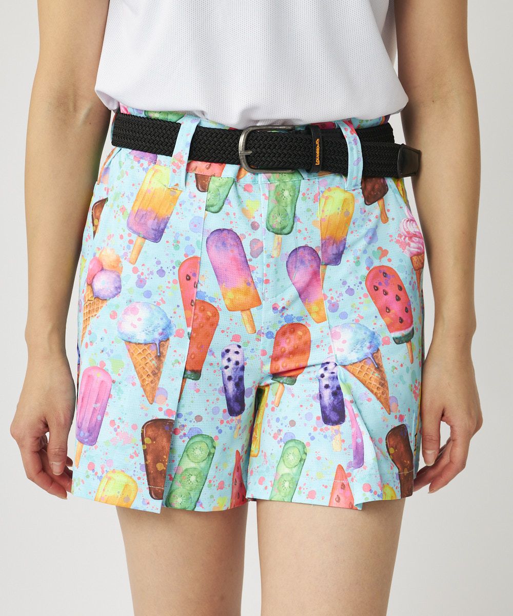レディース ECOベントメッシュ スカート風柄キュロットパンツ Happy