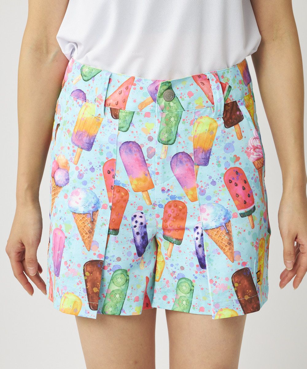 レディース ECOベントメッシュ スカート風柄キュロットパンツ Happy