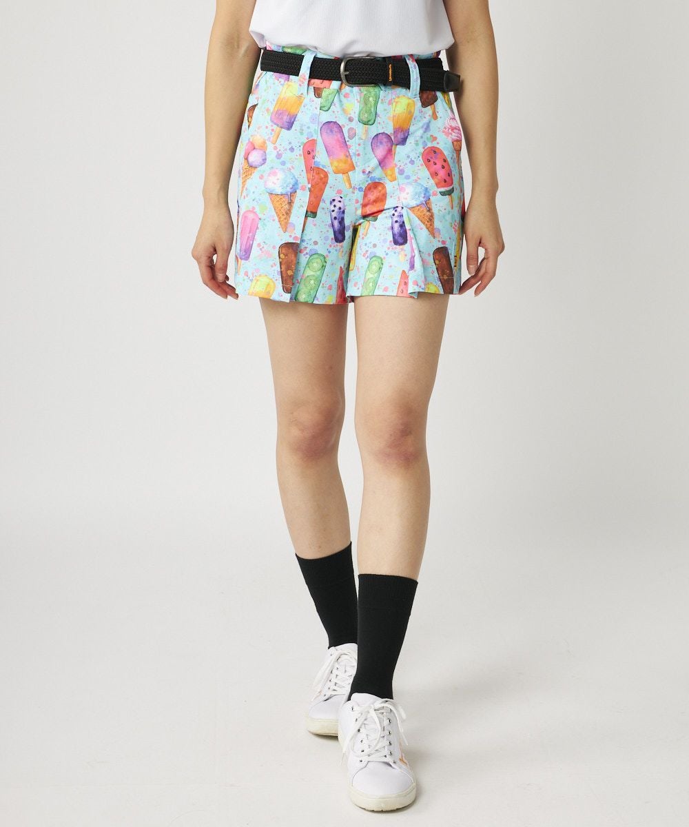 レディース ECOベントメッシュ スカート風柄キュロットパンツ Happy