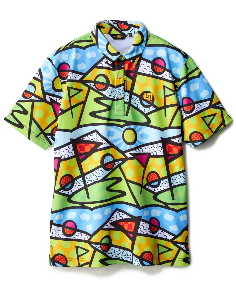 メンズ プレミアムカノコ 柄半袖シャツ Golf Trip Neon/ゴルフトリップ