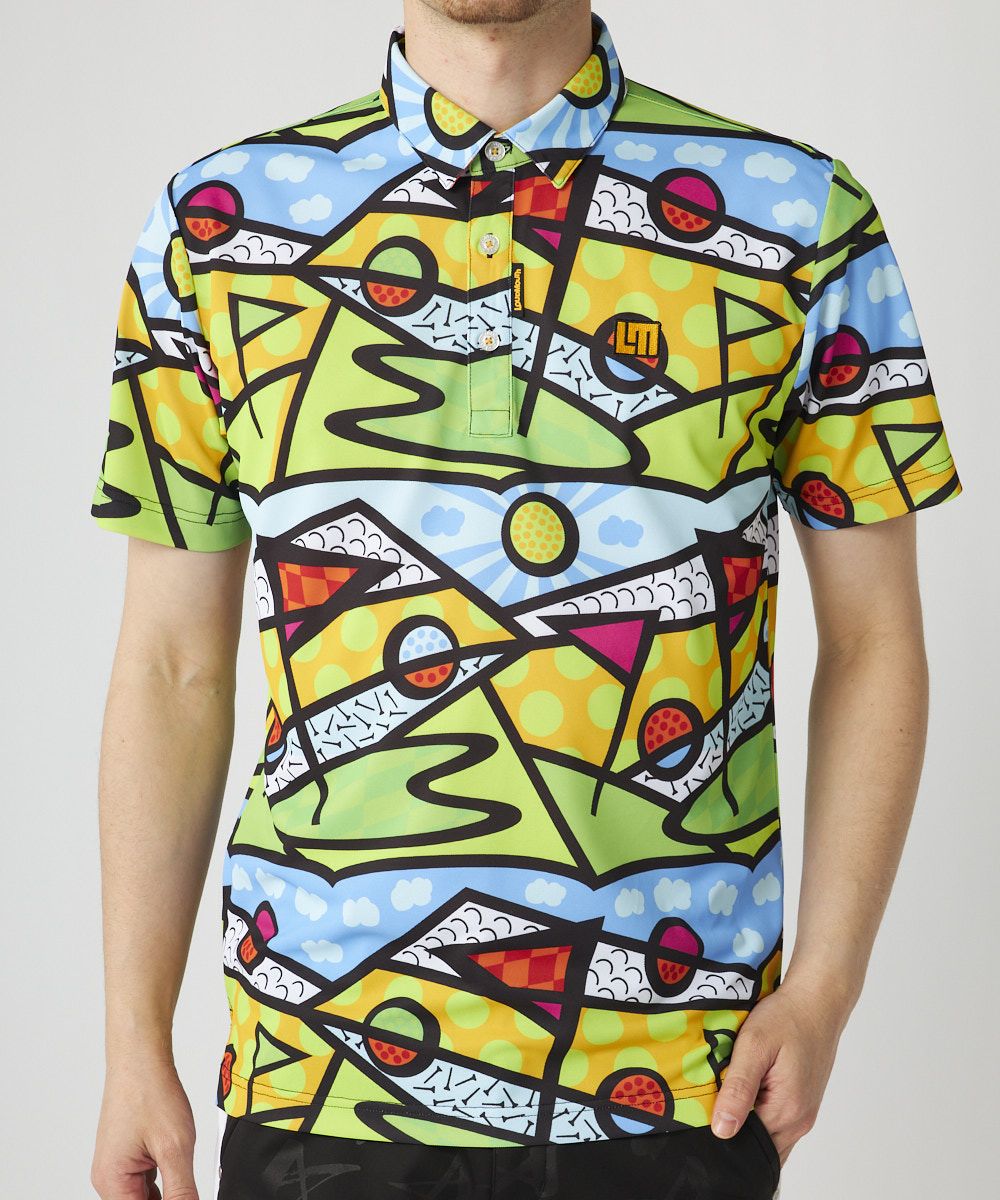 メンズ プレミアムカノコ 柄半袖シャツ Golf Trip Neon/ゴルフトリップ