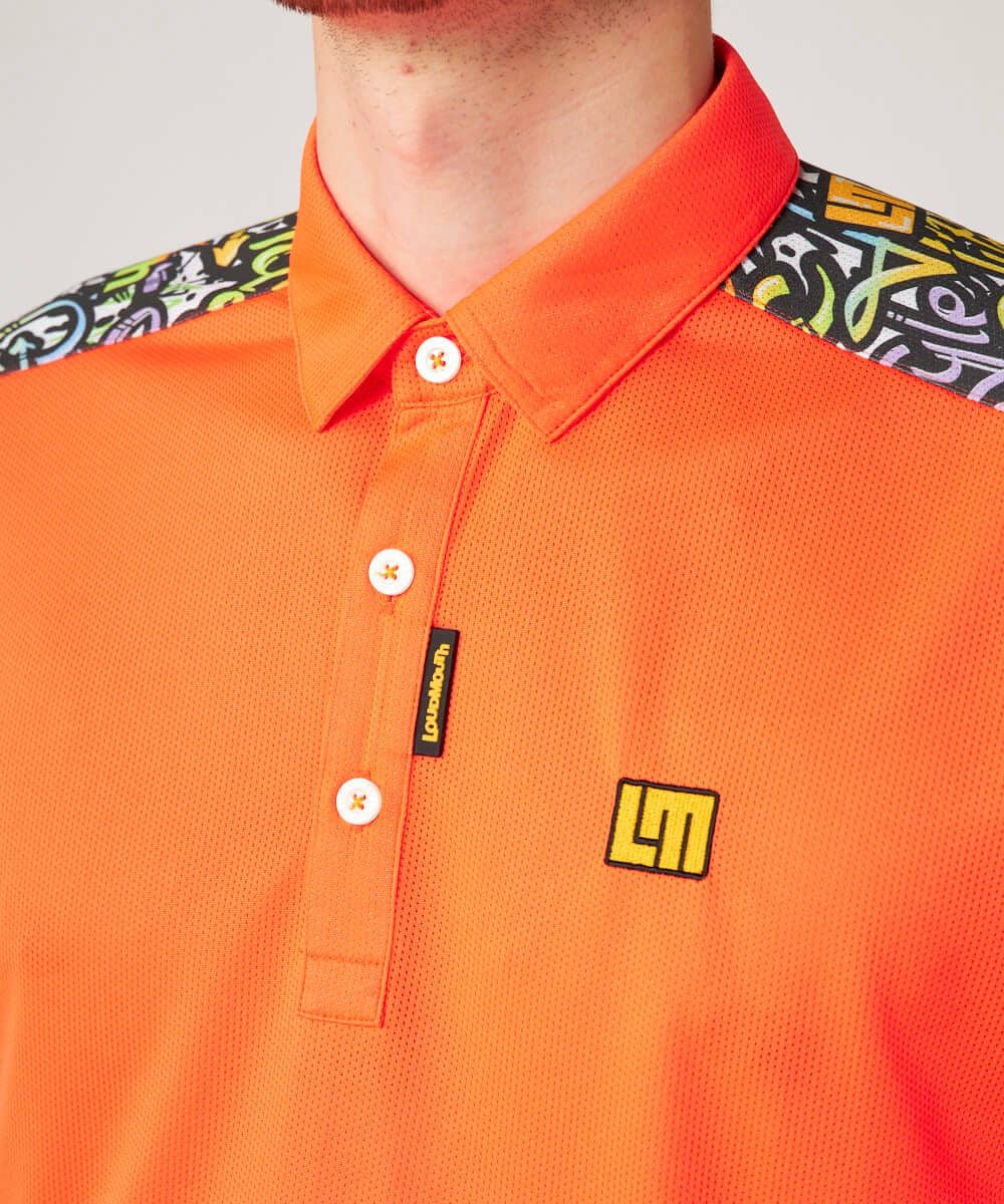 メンズ ドットメッシュ 半袖シャツ ネオンオレンジ | LOUDMOUTH JAPAN