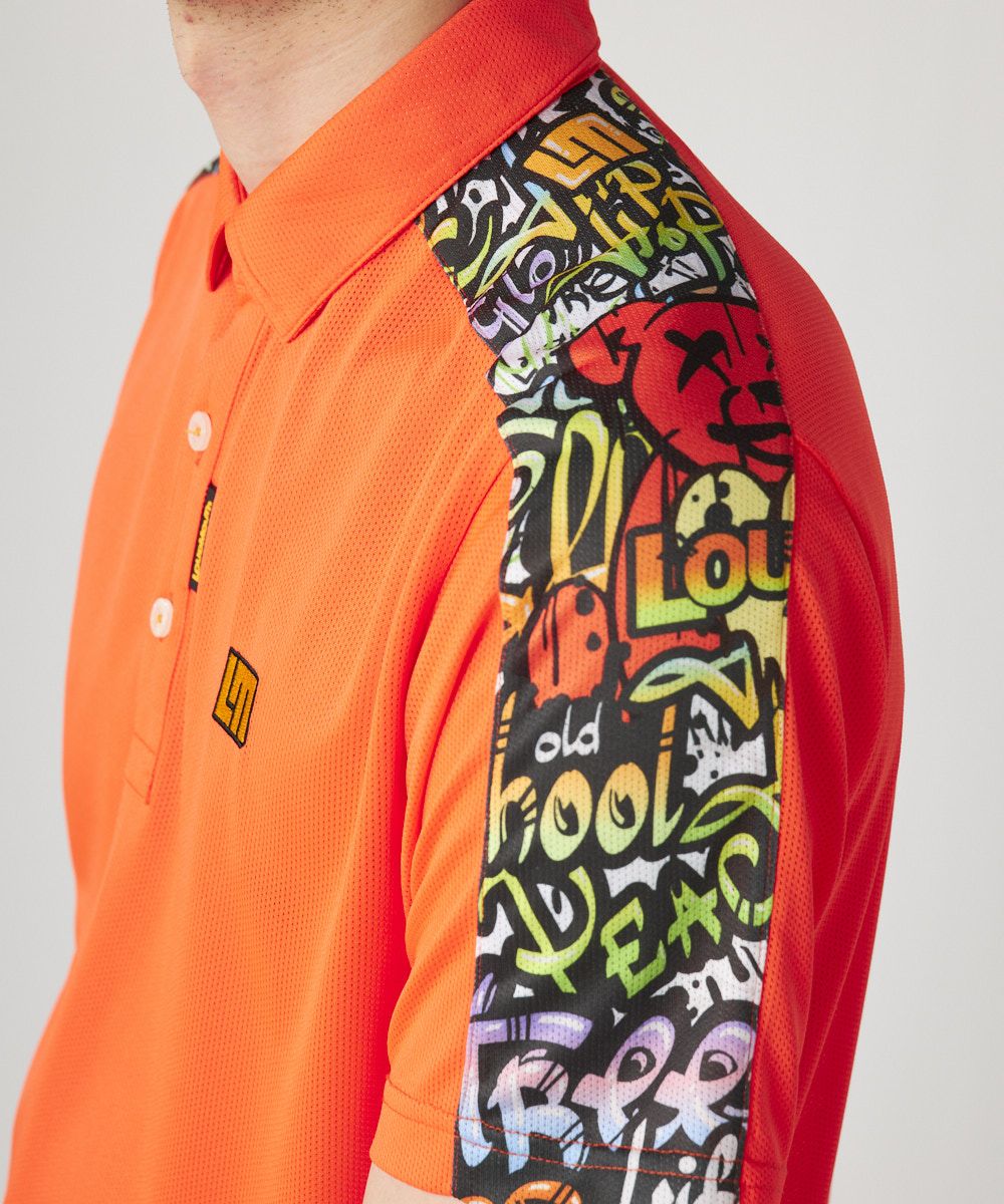 メンズ ドットメッシュ 半袖シャツ ネオンオレンジ | LOUDMOUTH JAPAN