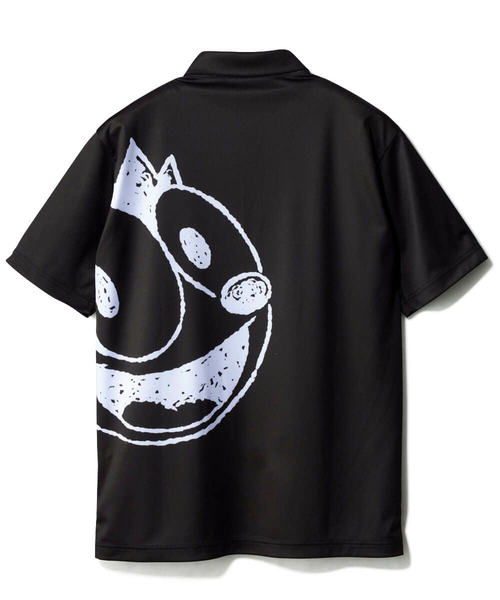 LOUDMOUTH×FELIX メンズ リサイクルポリスムース 半袖シャツ ブラック