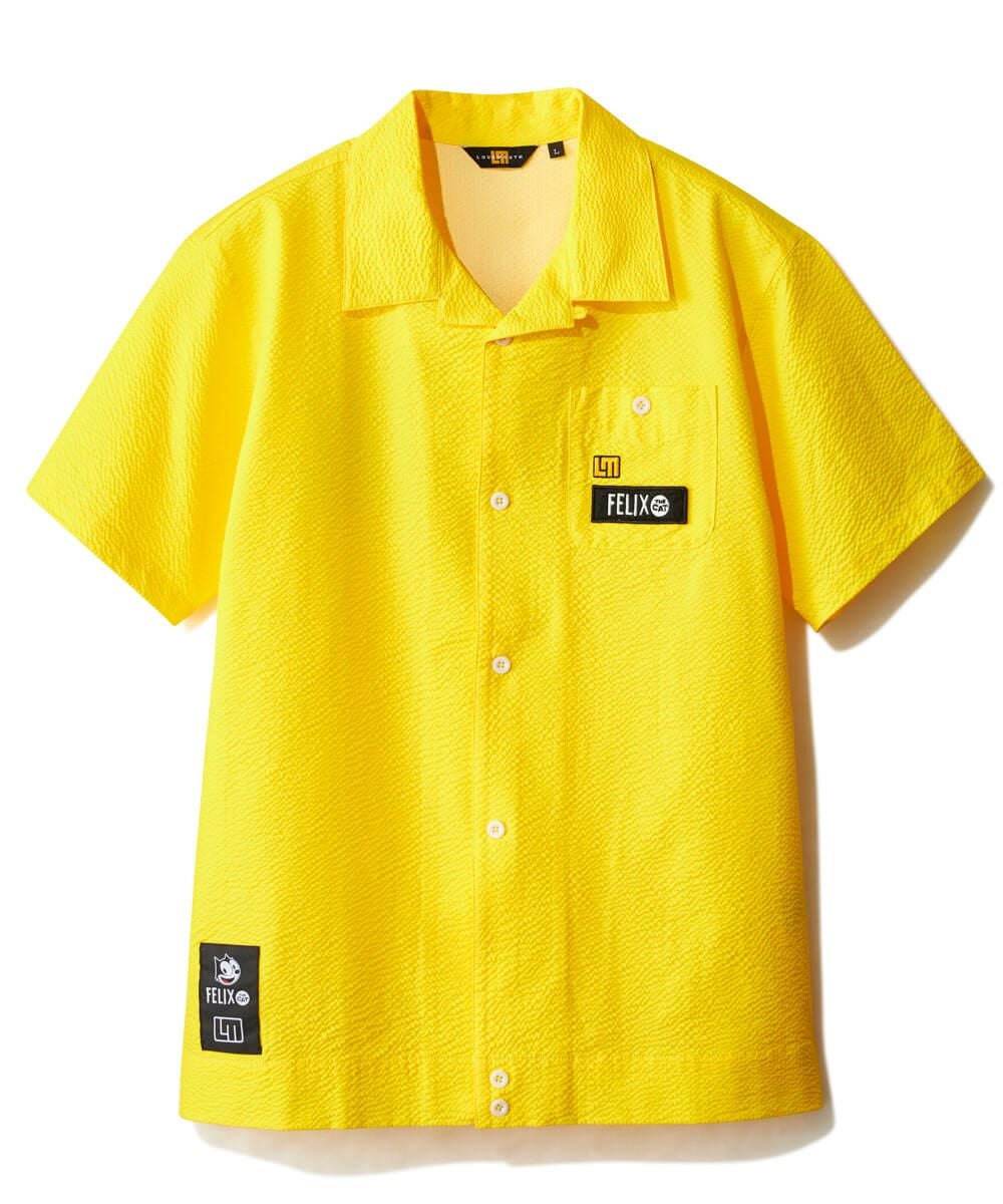 LOUDMOUTH×FELIX メンズ ニットサッカー 開襟シャツ イエロー