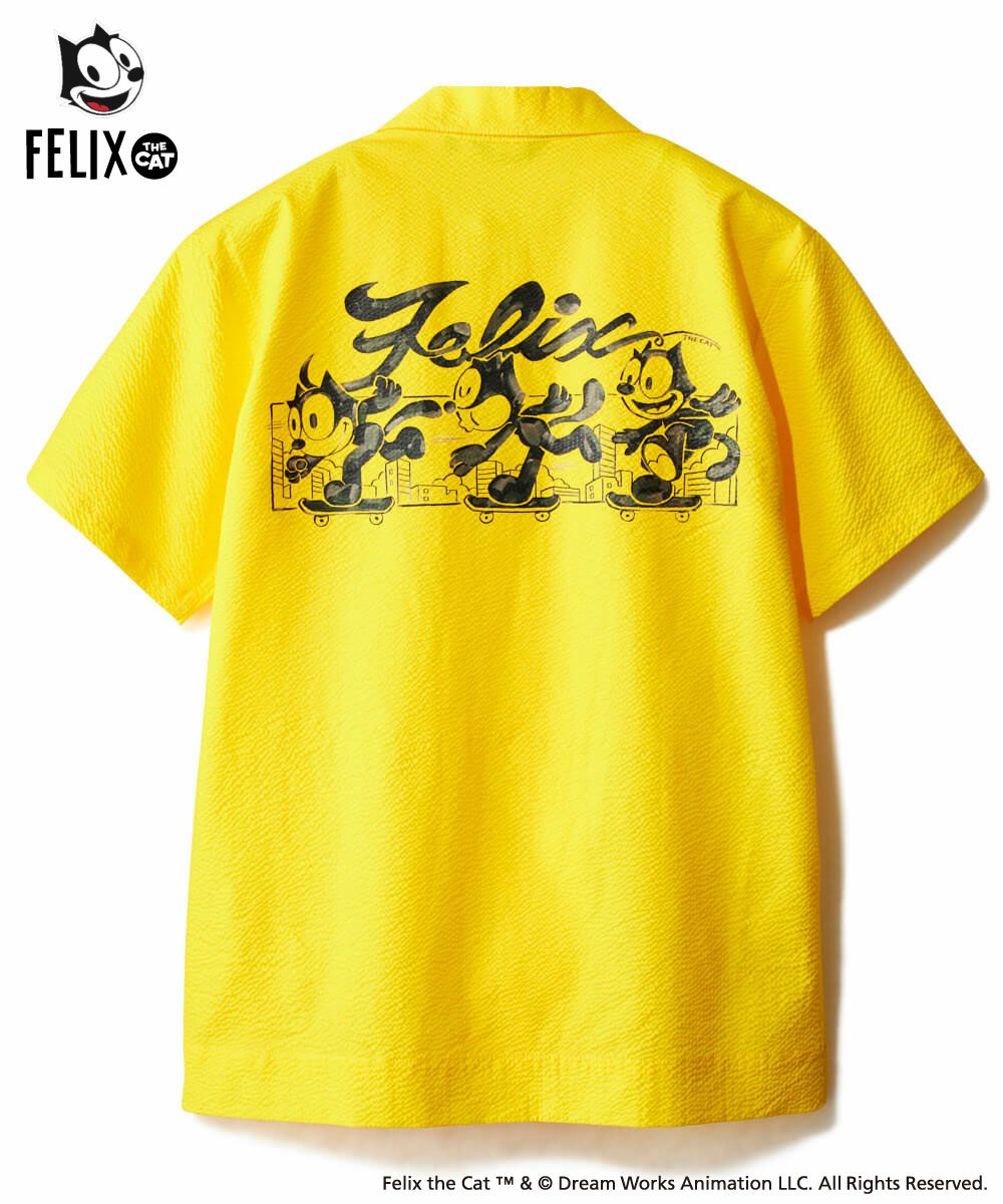 LOUDMOUTH×FELIX メンズ ニットサッカー 開襟シャツ イエロー