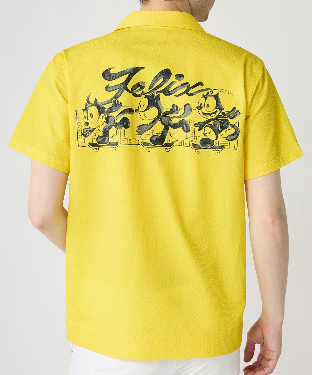 LOUDMOUTH×FELIX メンズ ニットサッカー 開襟シャツ イエロー