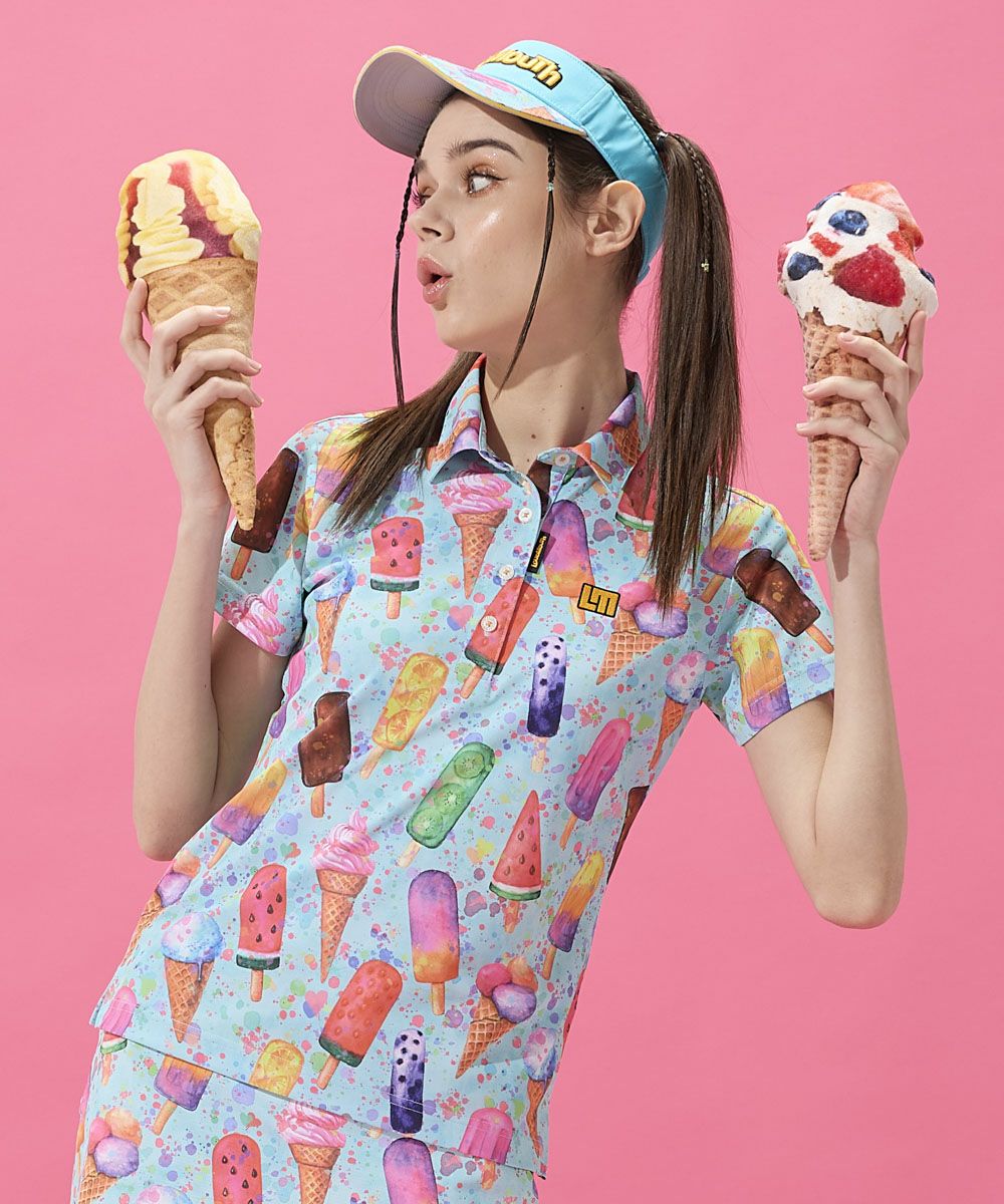 レディース プレミアムカノコ 柄半袖シャツ Happy Ice Cream/ハッピー
