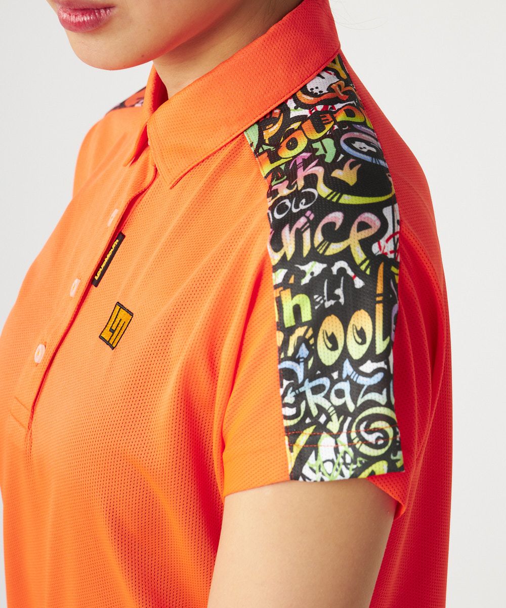レディース ドットメッシュ 半袖シャツ ネオンオレンジ | LOUDMOUTH JAPAN