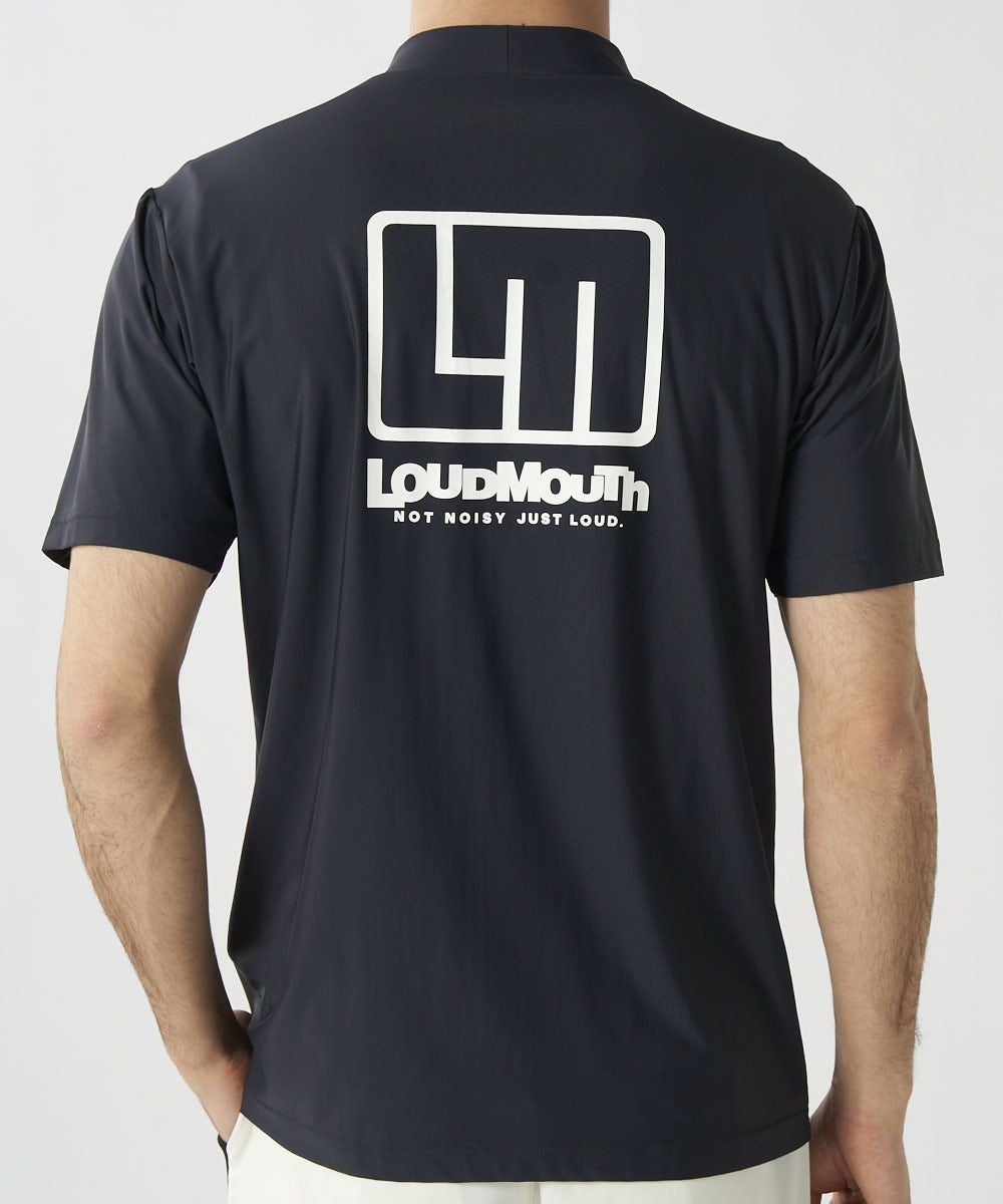 ★SALE 新品 送料込★ loudmouth モックシャツ メンズ 半袖 黒 ラウドマウス史上最高冷感】メンズ SUPER NYLON COOL モックネック
