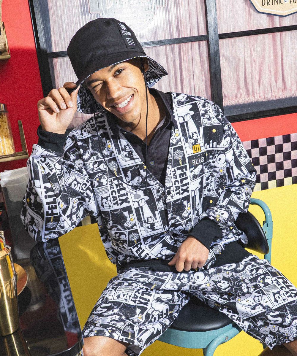 LOUDMOUTH×FELIX ユニセックス リバーシブルハット ブラック