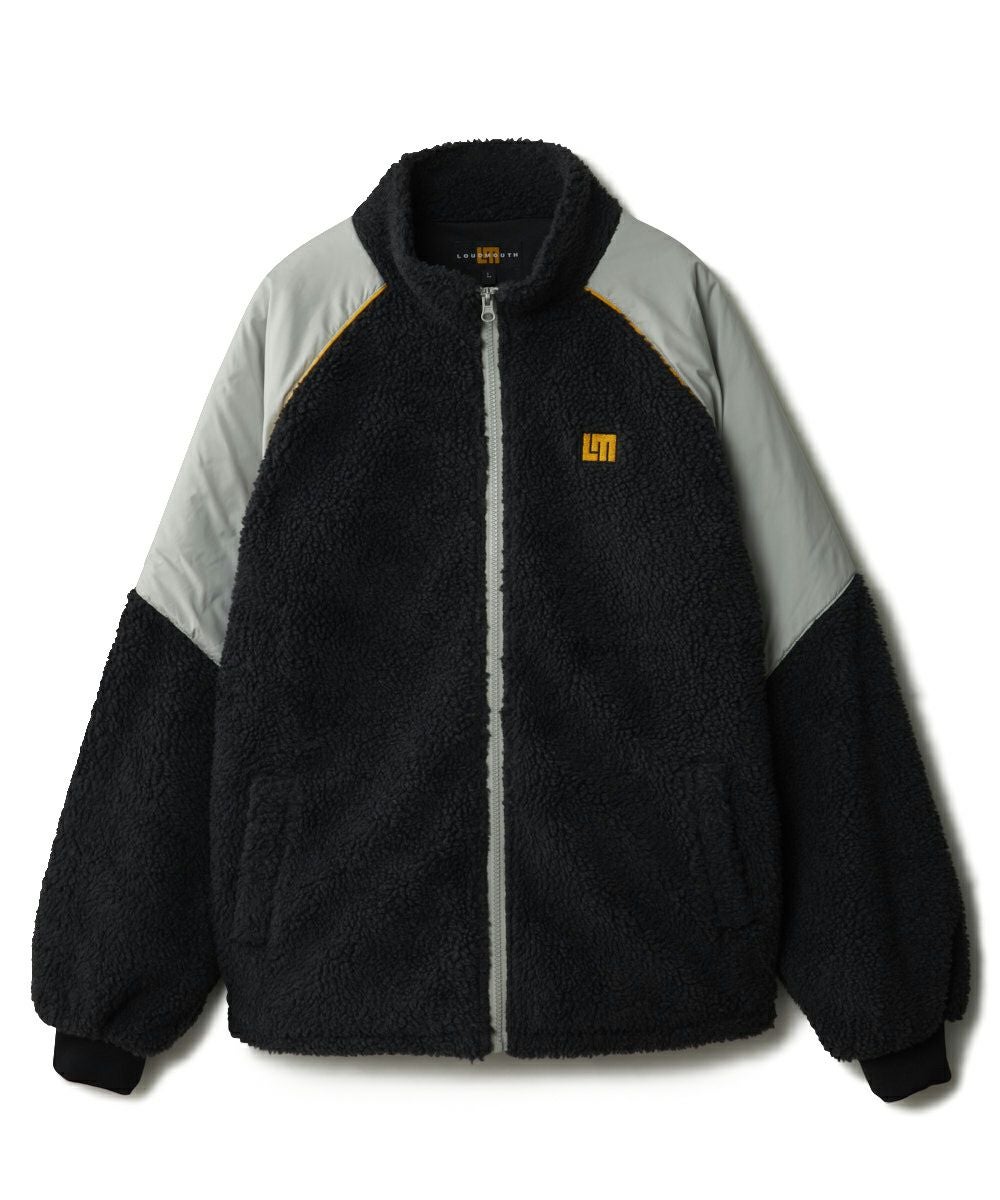 メンズ ボア×タフタ配色ジップブルゾン チャコールグレー | LOUDMOUTH