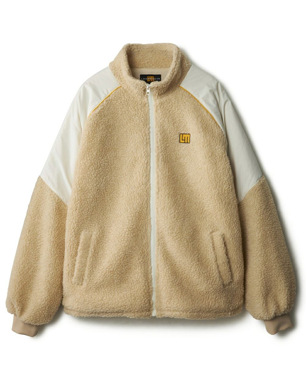 ラウドマウスゴルフ メンズ ボア×タフタ配色ジップブルゾン チャコールグレー ブルゾン アウター LOUDMOUTH ラウドマウス ゴルフウェア ワンポイント