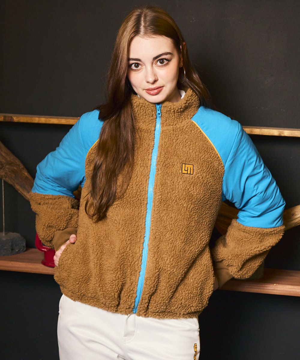 レディース ボア×タフタ配色ジップブルゾン ブラウン | LOUDMOUTH JAPAN