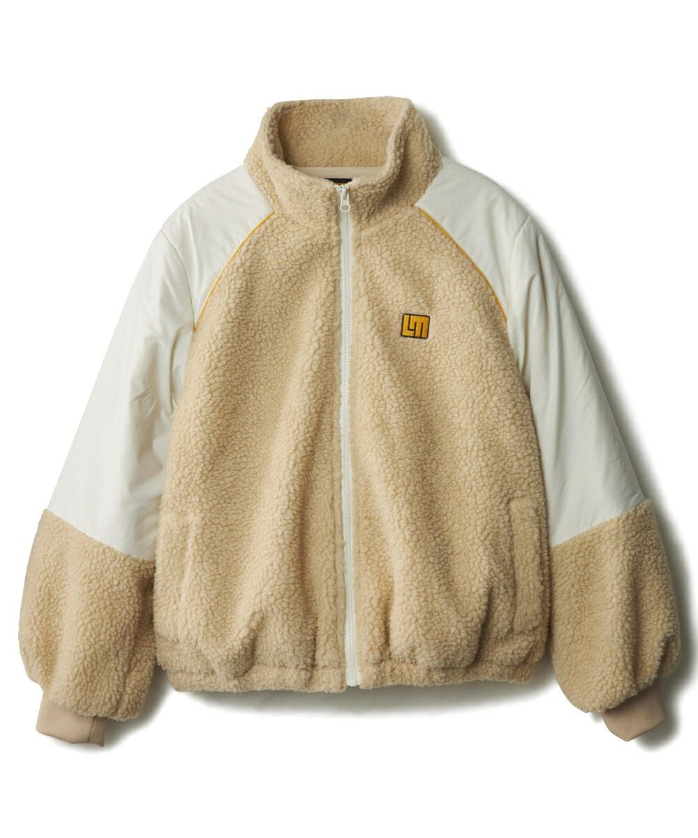 レディース ボア×タフタ配色ジップブルゾン ベージュ | LOUDMOUTH JAPAN