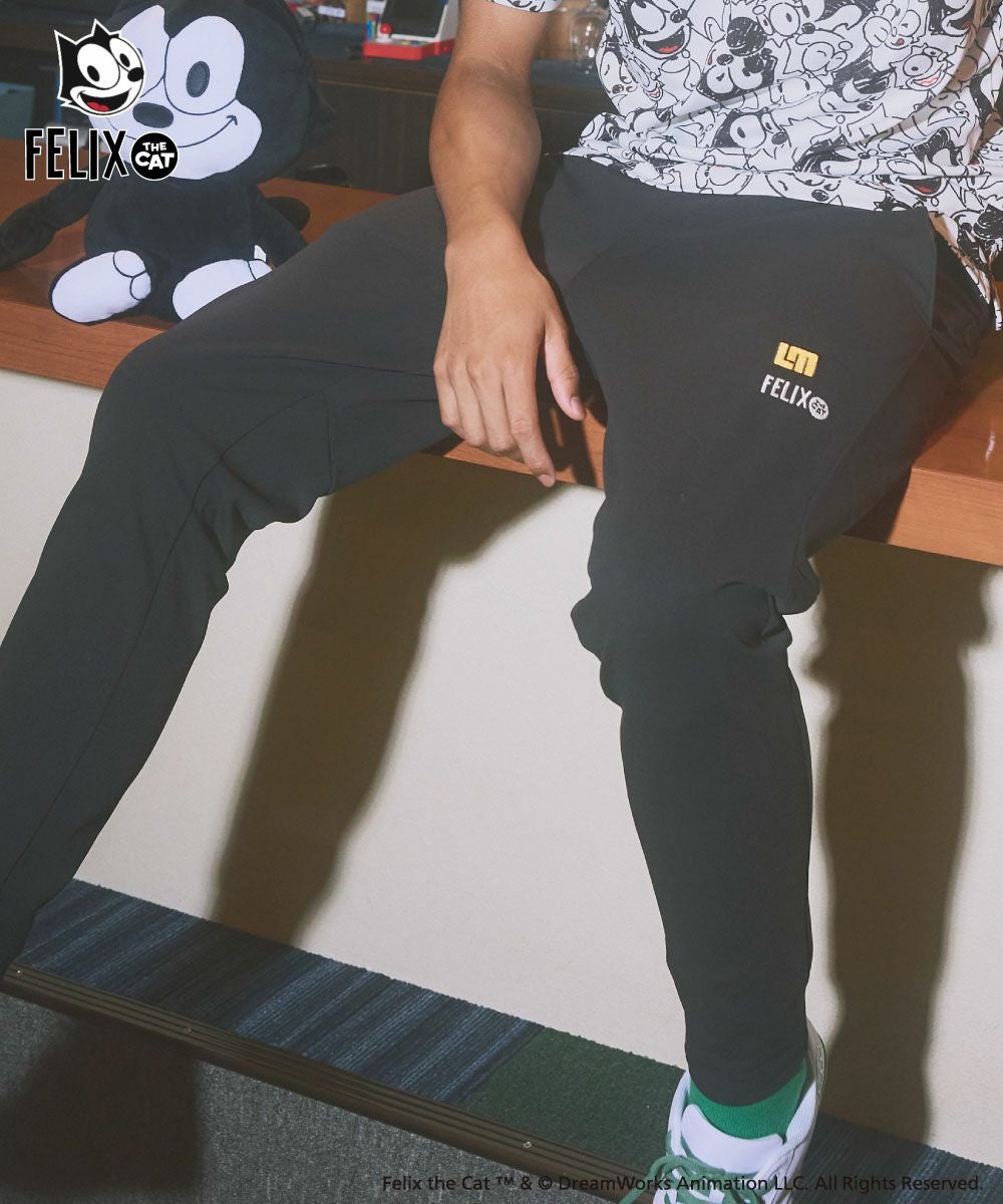 メンズ LOUDMOUTH×FELIX コラボ ストレッチ裏起毛パンツ ブラック
