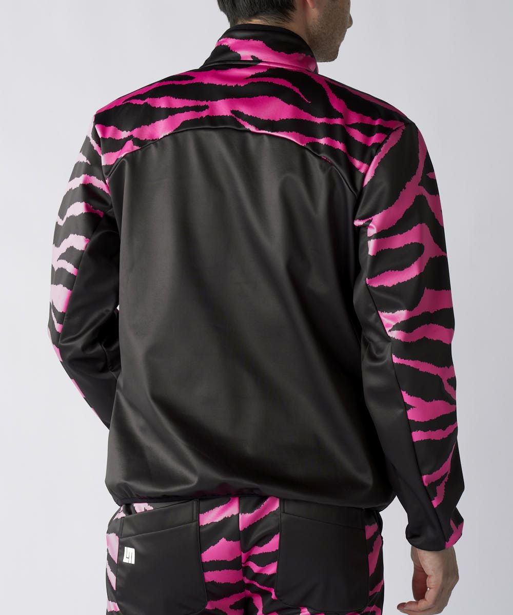 メンズ 撥水裏フリース 柄切替ハーフZIPプルオーバー Pink Tarzan