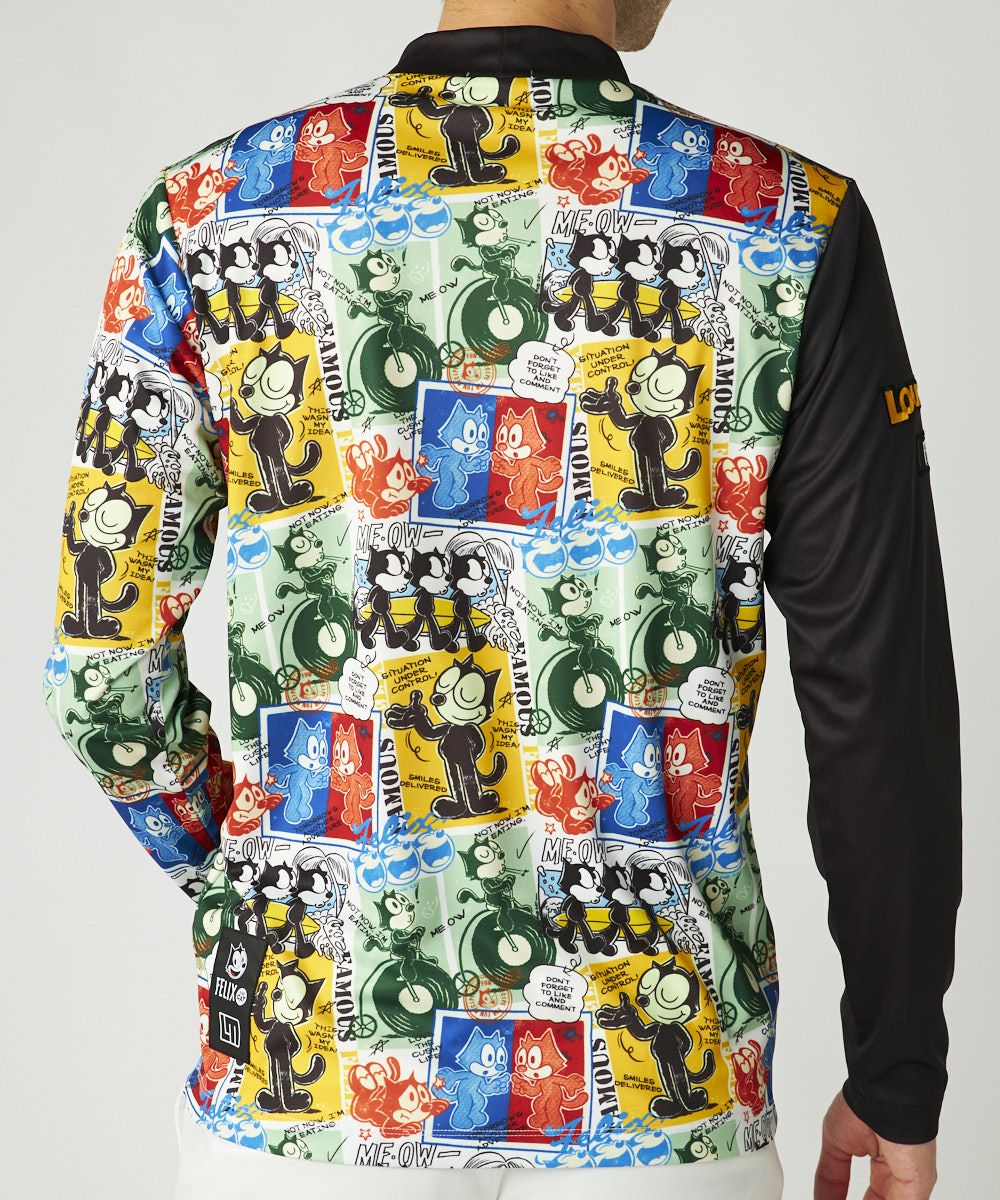 メンズ LOUDMOUTH×FELIX コラボ長袖モックネックシャツ ブラック