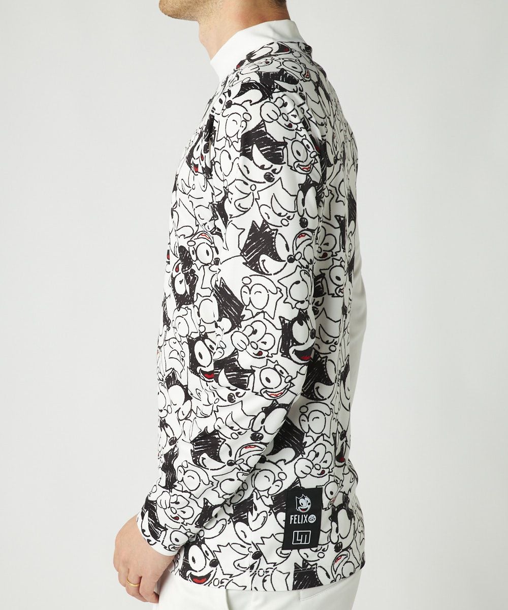 メンズ LOUDMOUTH×FELIX コラボ長袖モックネックシャツ ホワイト